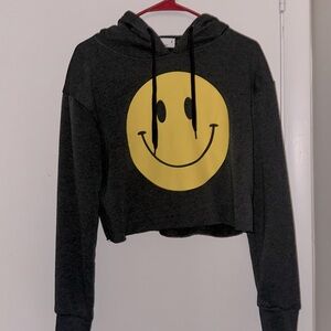 Cropped hoodie with smiley face